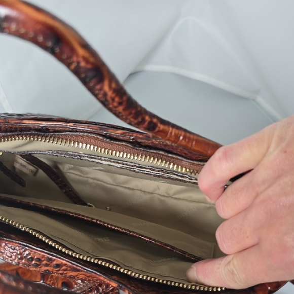 Brahmin Rich Brown Crocodile Embossed Satchel Set - Picture 3 of 15